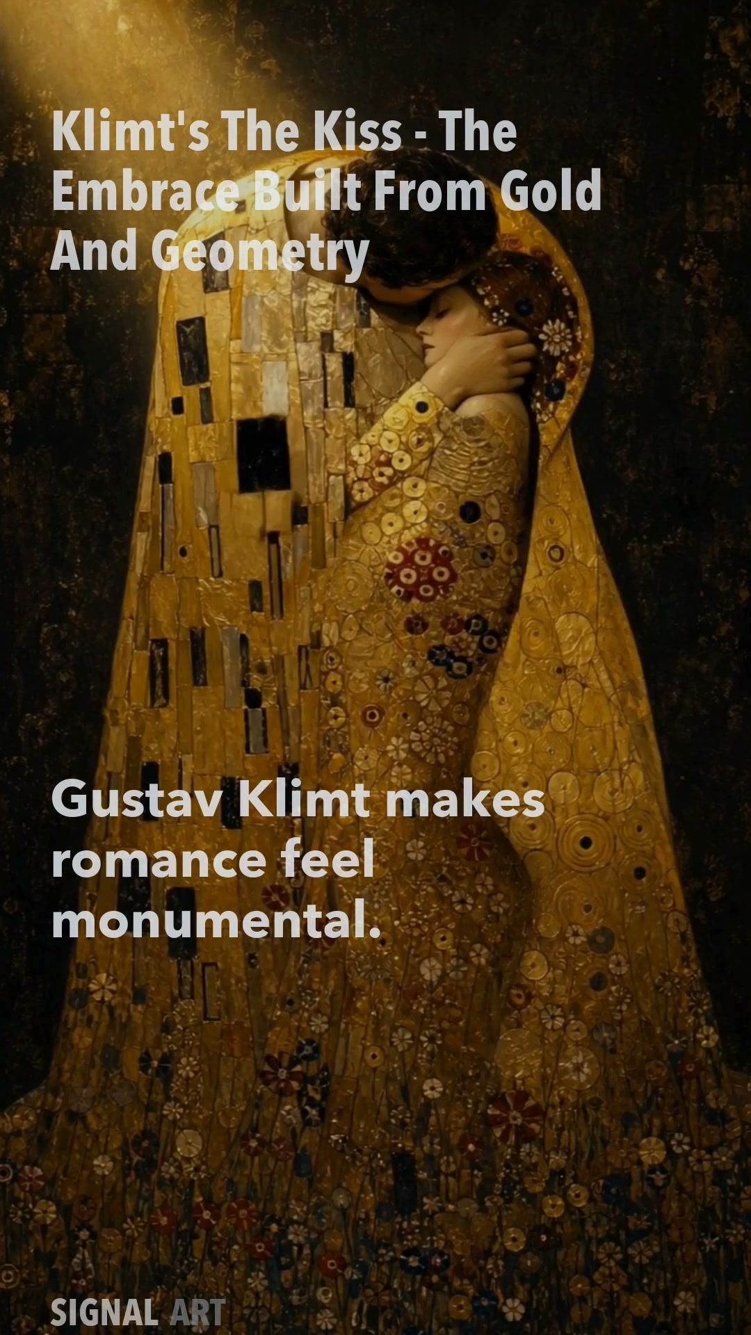 Klimt's The Kiss - The Embrace Built From Gold And Geometry